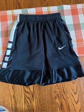 Nike Black Shorts with White Swoosh and Side Stripe